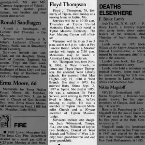 Obituary for Floyd J. Thompson